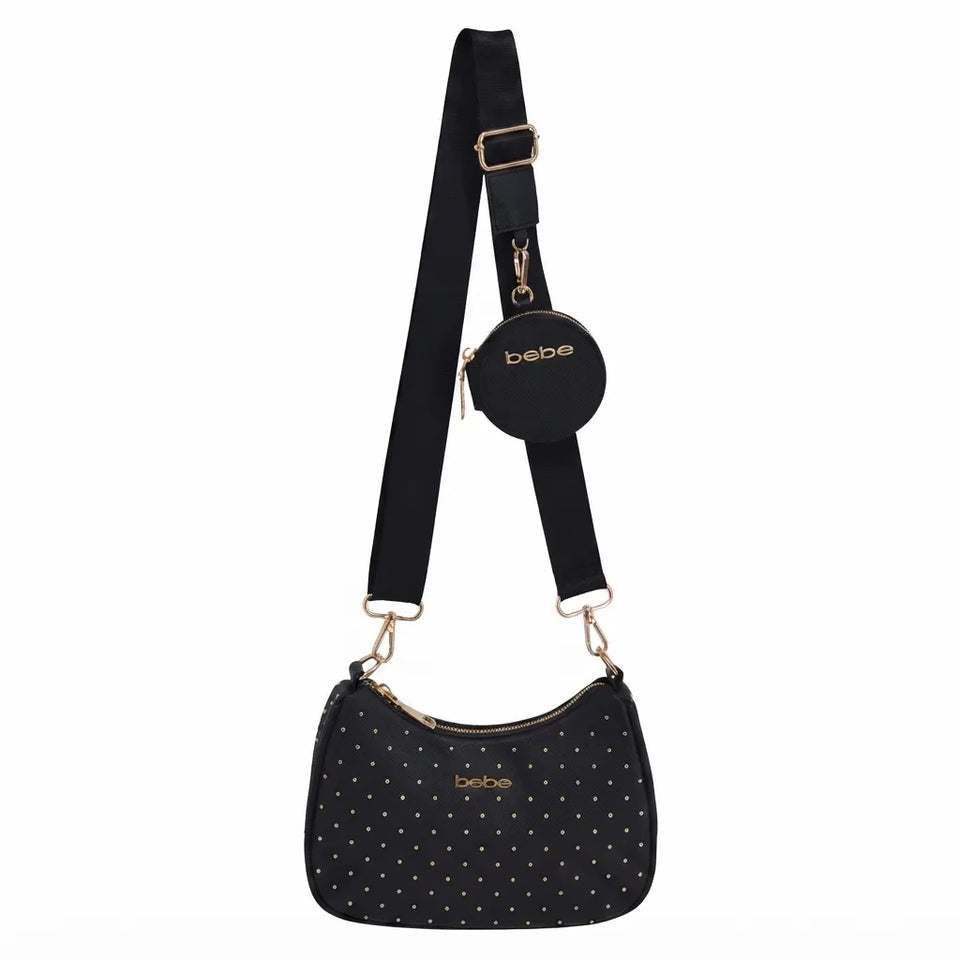 Bebe Women's Black Sagan Studded Crossbody Bag