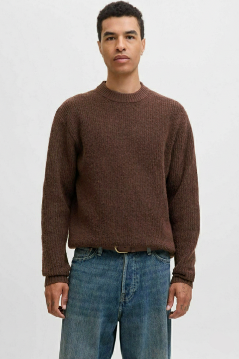 Jack & Jones Men's Coffee Brown Crew Neck Sweatshirt |Jack & Jones In Lebanon