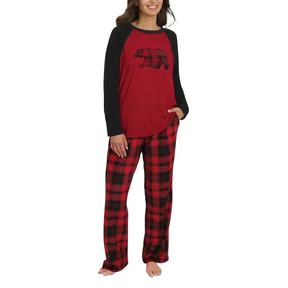 Eddie Bauer Women's Black And Red 2 Piece Plaid Sleep Pajama Set