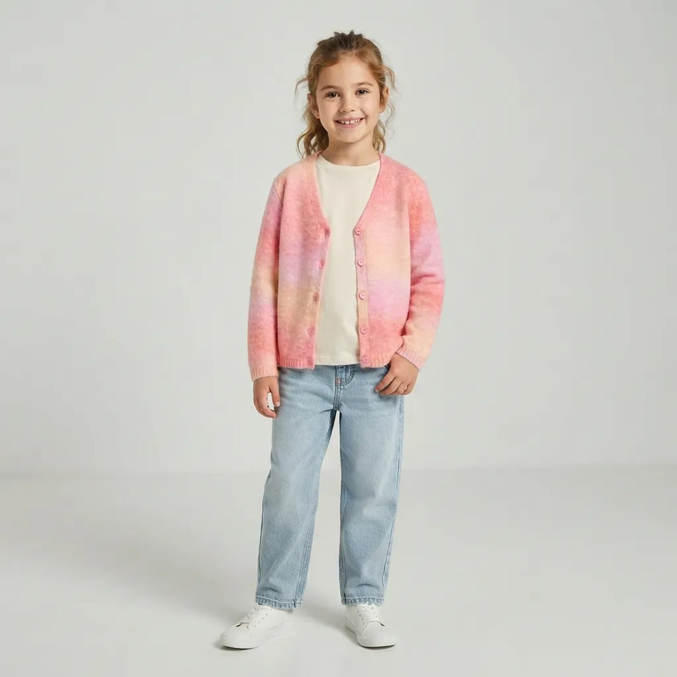 Sinsay Girl's Pink and Orange Gradient Ombre Cardigan