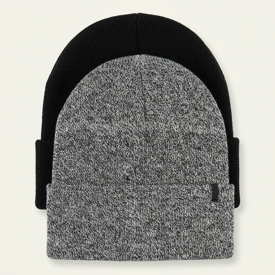 Levi's Men's Black & Gray Folderover 2-Pack Beanie