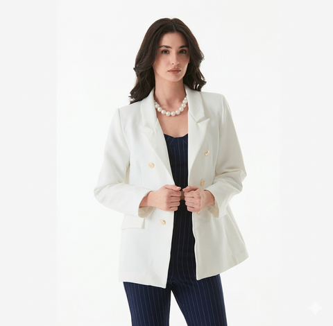 Fullmoda Women's Off White Casual Blazer    | Fullmoda in Lebanon