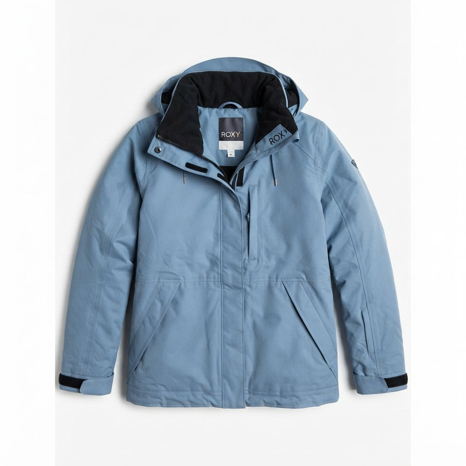 Roxy Women's Blue Hooded Weather-Resistant Active Jacket