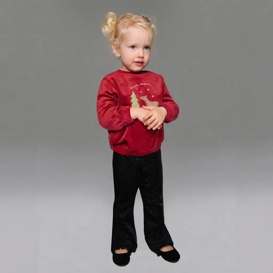 Sinsay Baby Girl's Dark Red Crewneck Christmas Print Sweatshirt