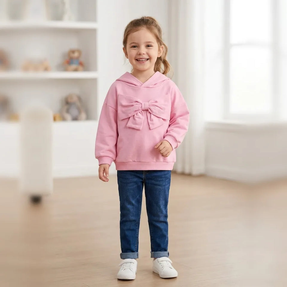 Sinsay Girl's Pink Large Decorative Bow Hoodie