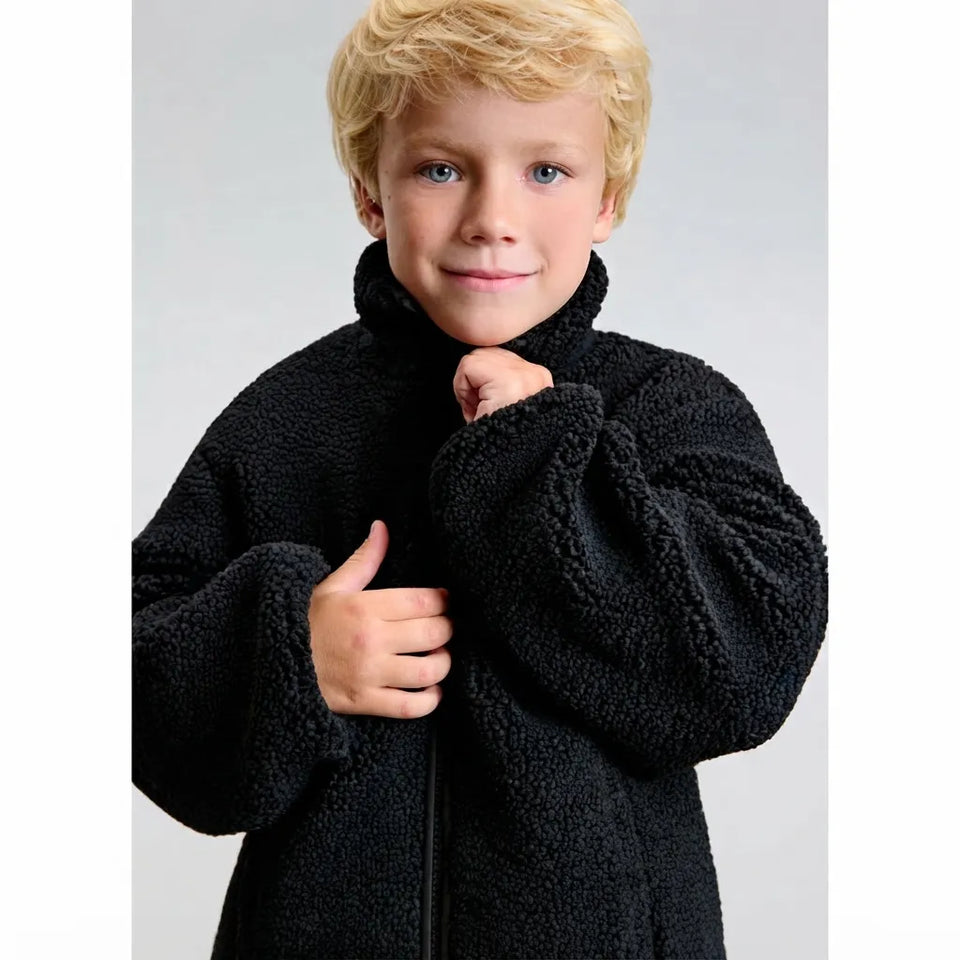 Sinsay Boy's Black Sherpa Fleece Zip-Up Jacket