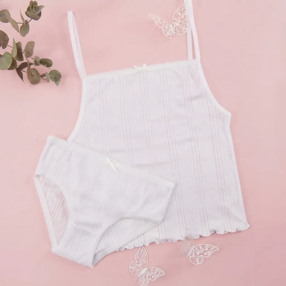 Sinsay Girl's White Top & Briefs Underwear Set