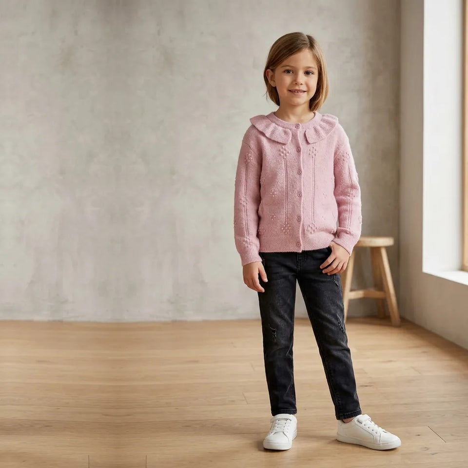 Sinsay Girl's Dusty Rose Wide Ruffled Cardigan