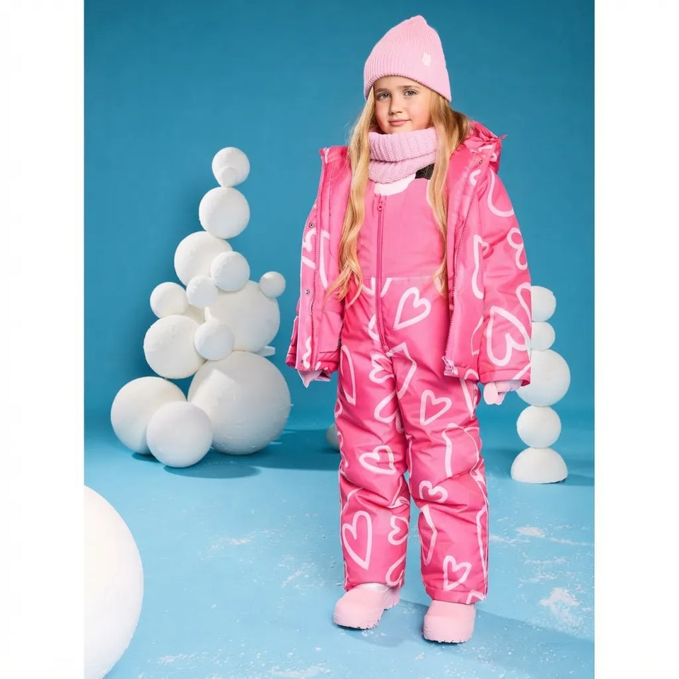 Sinsay Girl's Hot Pink All-Over Printed Water Repellent Hooded Jacket