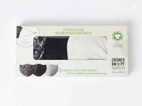 Grüner Knopf Premium 100% Organic Cotton 2-Ply Adult Face Masks (3-Pack) | Grüner Knopf   in Lebanon