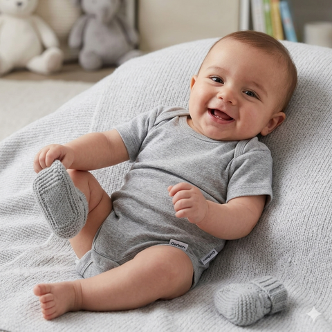 Gerber Baby Boy's Gray Short Sleeve Bodysuit|Gerber In Lebanon