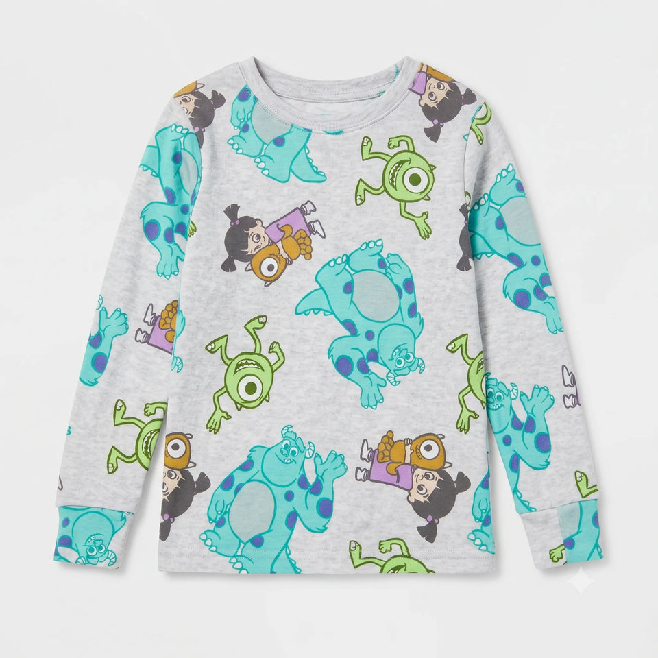 Disney Boys Light Heather Gray Monsters Inc. Character Print Long-Sleeve Shirt | Disney in Lebanon