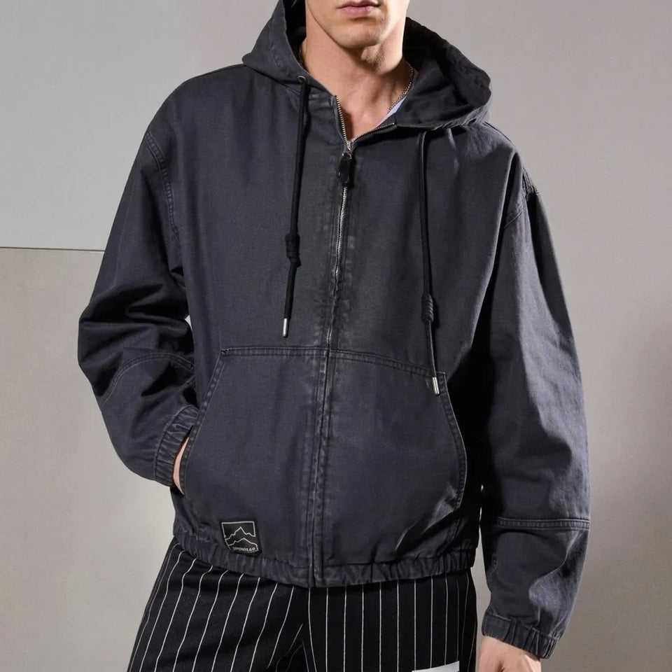 Sinsay Men's Charcoal Hooded Jacket