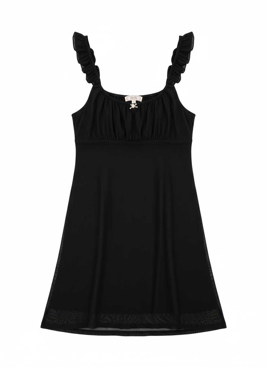 Hippie Rose Girl's Black Ruffled Strap Mini Dress | Hippie Rose in Lebanon