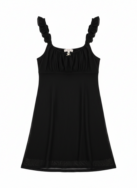 Hippie Rose Girl's Black Ruffled Strap Mini Dress | Hippie Rose in Lebanon