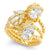 A gold ring featuring multiple large clear marquise and oval-cut gemstones set in a twisted rope-style gold band, photographed on a clean white background.