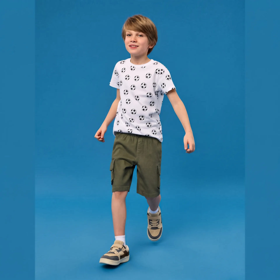 Sinsay Boy's White Football All-Over Printed T-Shirt