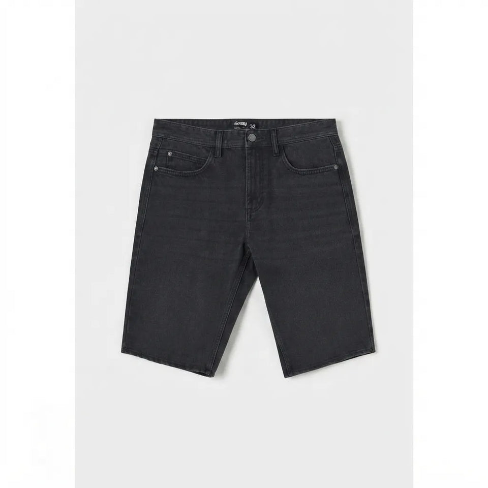 Sinsay Men's Washed Black Regular Fit Distressed Denim Short