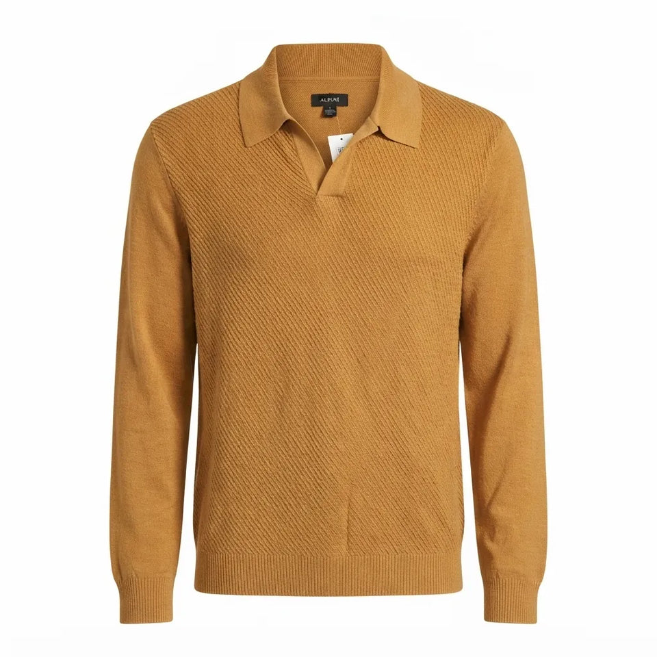 Alfani Men's Camel Textured Long Sleeve Sweater