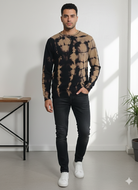 Terranova Men's Multicolor Tie Dye Crew Neck Long Sleeve Sweater |Terranova In Lebanon