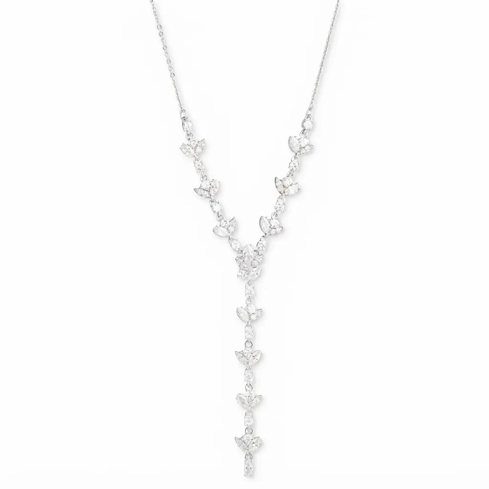 Givenchy Women's Silver-Tone Crystal Cubic Zirconia Lariat Necklace, 16" + 3" extender