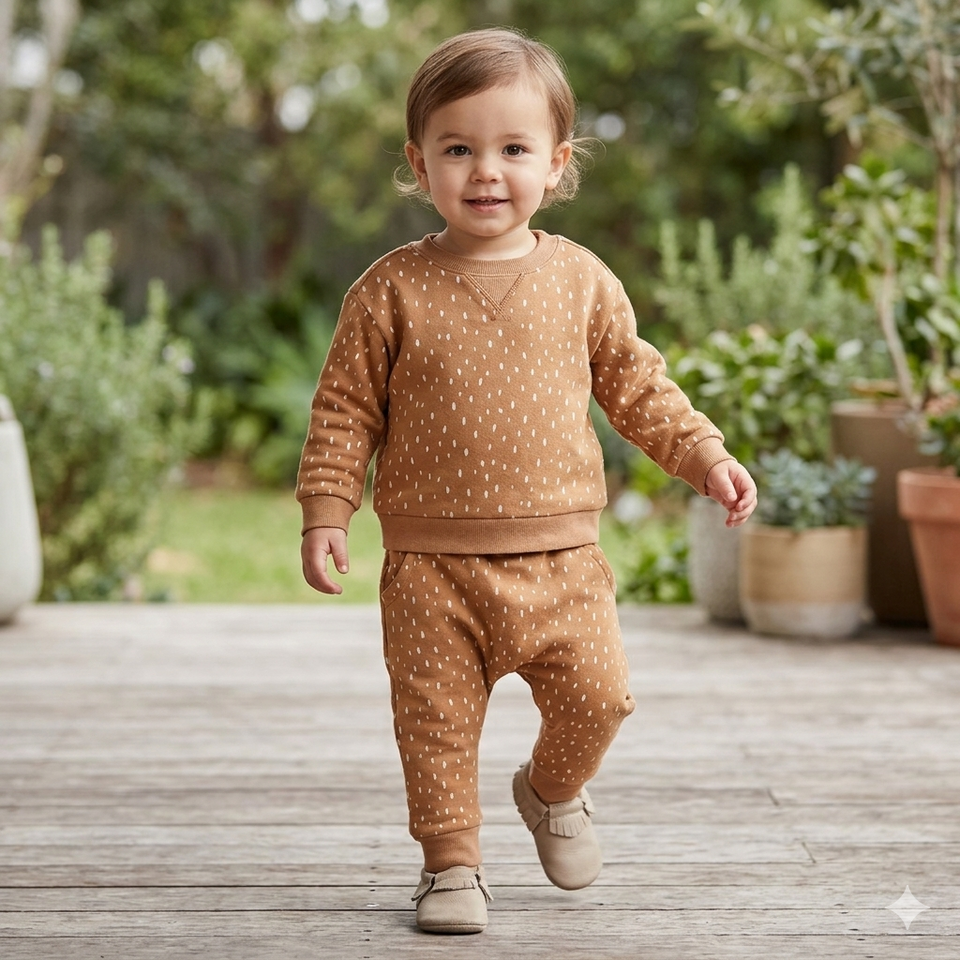 Cloud Island Baby Boys Tan Speckled Print 2-Piece Long-Sleeve Pajama Set | Cloud Island in Lebanon