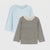Sinsay Girl's White Striped & Light Blue Crew Neck 2 Pack T-Shirt
