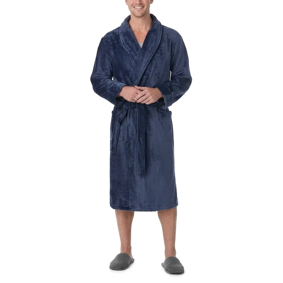 Tommy Bahama Men's Blue Fleece Sleep Robe