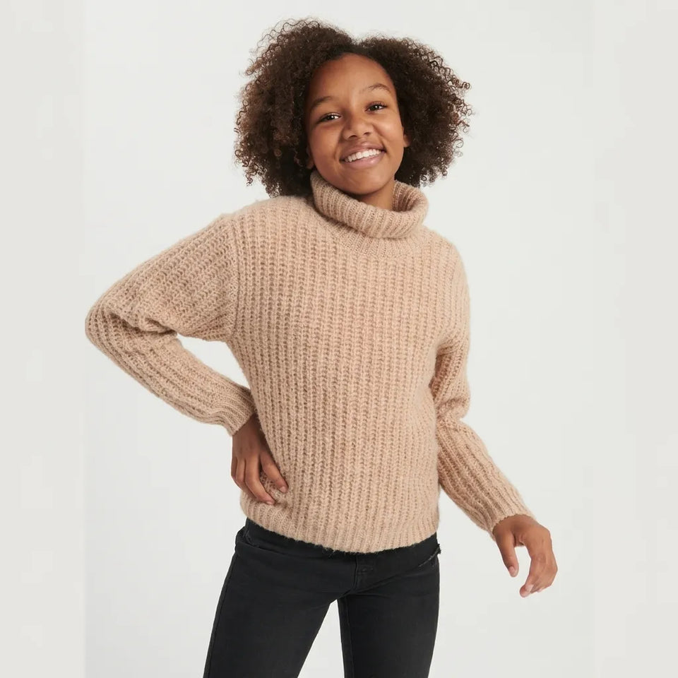 Sinsay Girl's Beige Chunky Knit Turtle Neck Sweater