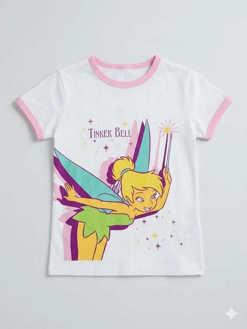 Disney Girl's White With  Tinker Bell Graphic Printed T-Shirt  |Disney in Lebanon