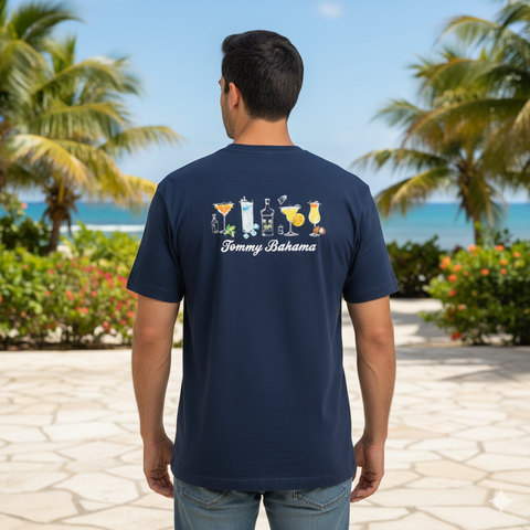 Tommy Bahama Men's Navy Poolside Happy Hour Cotton Logo Graphic T-Shirt|Tommy Bahama In Lebanon