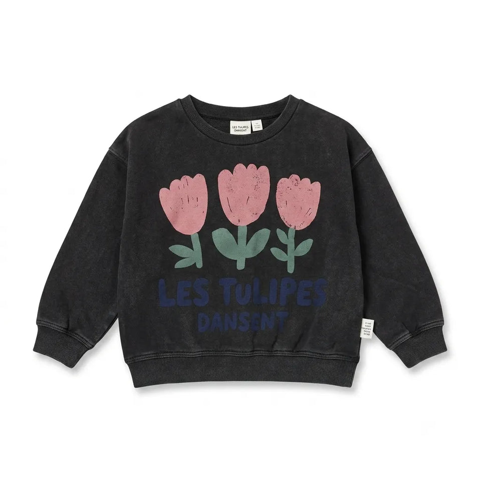 Zara Girl's Charcoal With Tulip Flowers Printed Sweatshirt| Zara in Lebanon