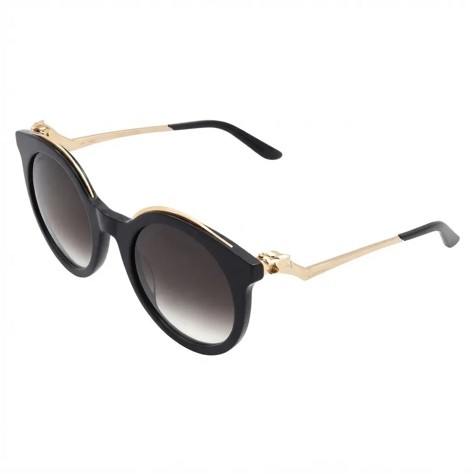 Cartier Women's Black Panthère de Cartier Round Sunglasses