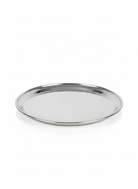 Lucky Tiger Stainless Steel Deluxe Round Tray 40cm Hammered (DRTHM-40)