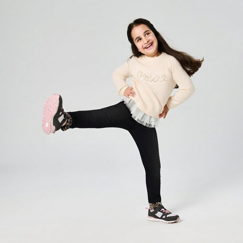Sinsay Girl's Cream Sequin & Layered Tulle Sweater