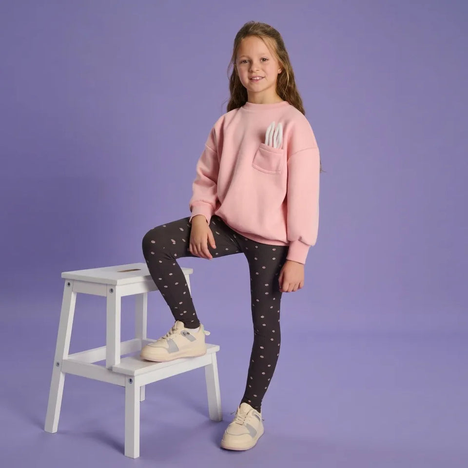 Sinsay Girl's Pink Chest Bunny Pocket Sweatshirt