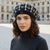 Karl Lagerfeld Paris Women's Black & White Knitted Metallic Hat
