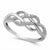 A silver-toned knot ring featuring small clear pavé-set round stones along the interlocking loops, shown on a clean white background.