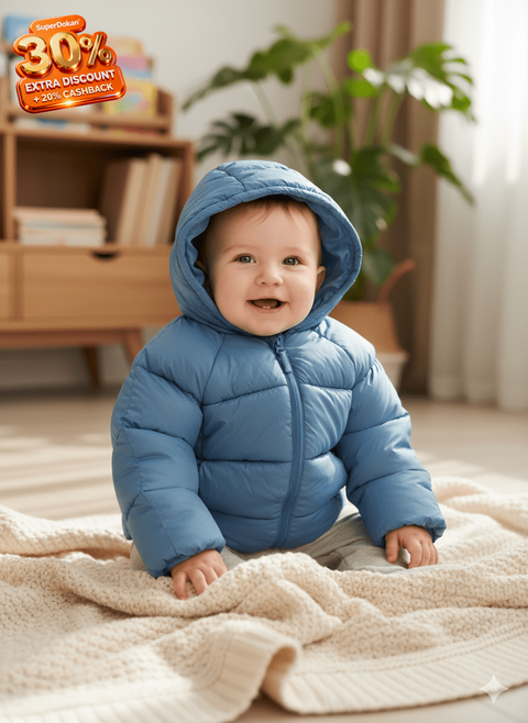 Sinsay Baby Boy's Baby Blue Puffer Hooded Jacket | Sinsay In Lebanon