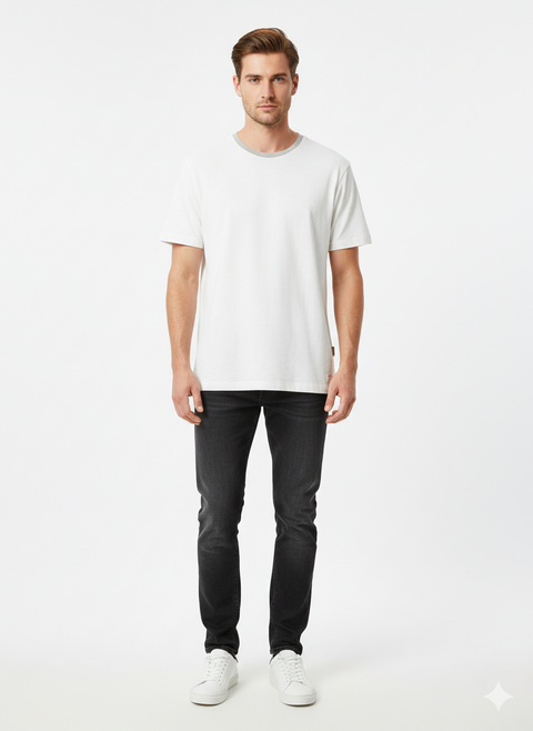 Scotch & Soda Men's White Textured Performance T-SHIRT | Scotch & Soda in Lebanon