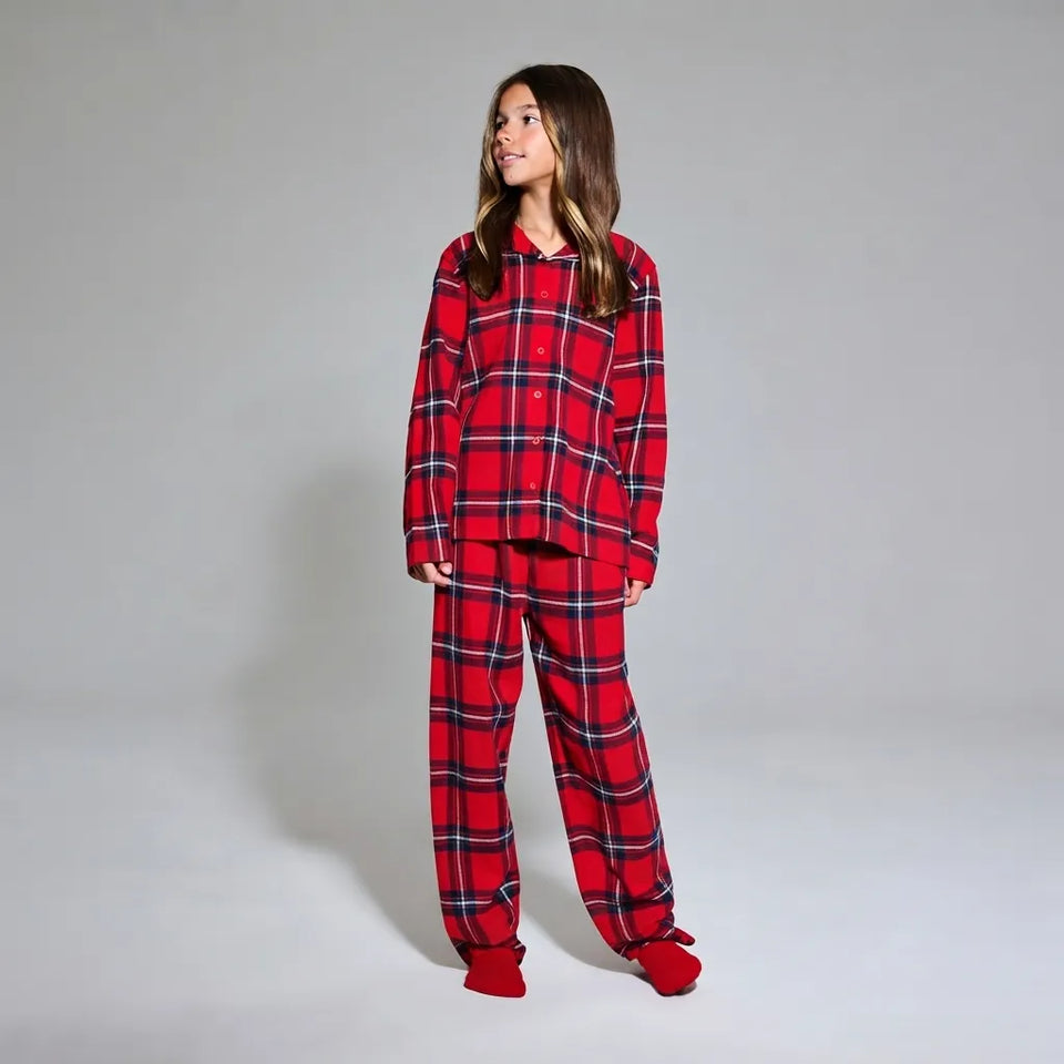 Sinsay Girl's Red & Black Tartan Plaid Pajama Set
