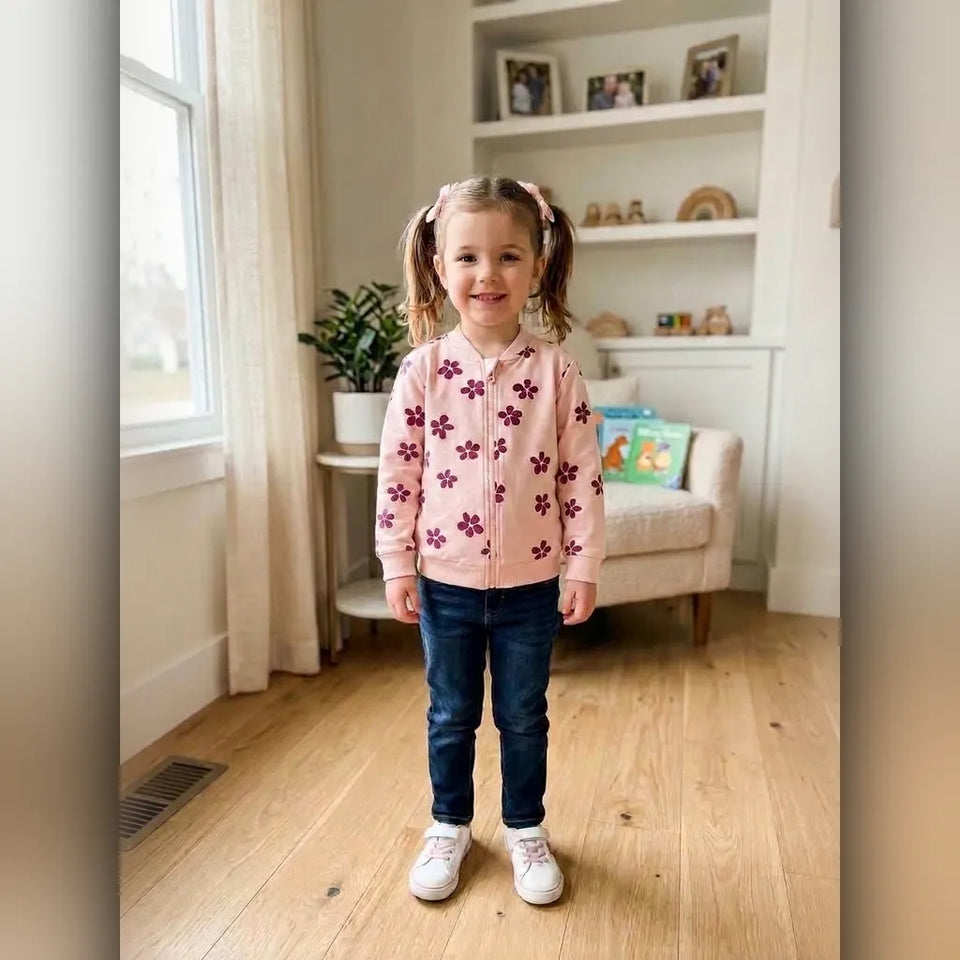 Sinsay Girl's Pink All Over Floral Print Jacket