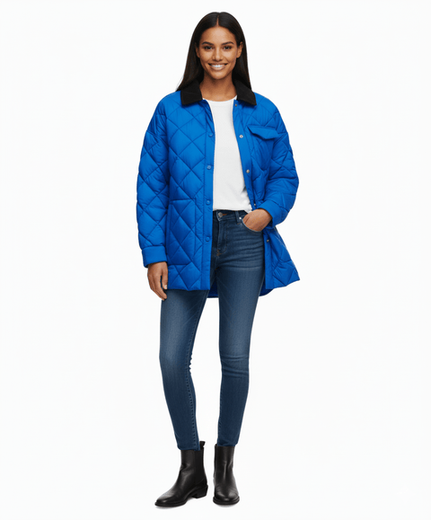 Calvin Klein Jeans Women's Blue Puffer Buttoned Jacket | Calvin Klein Jeans in Lebanon