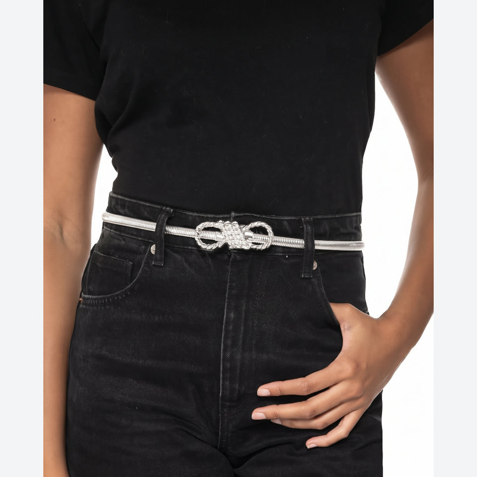 Giani Bernini Women's Silver Sailor Knot Cobra Stretch Belt