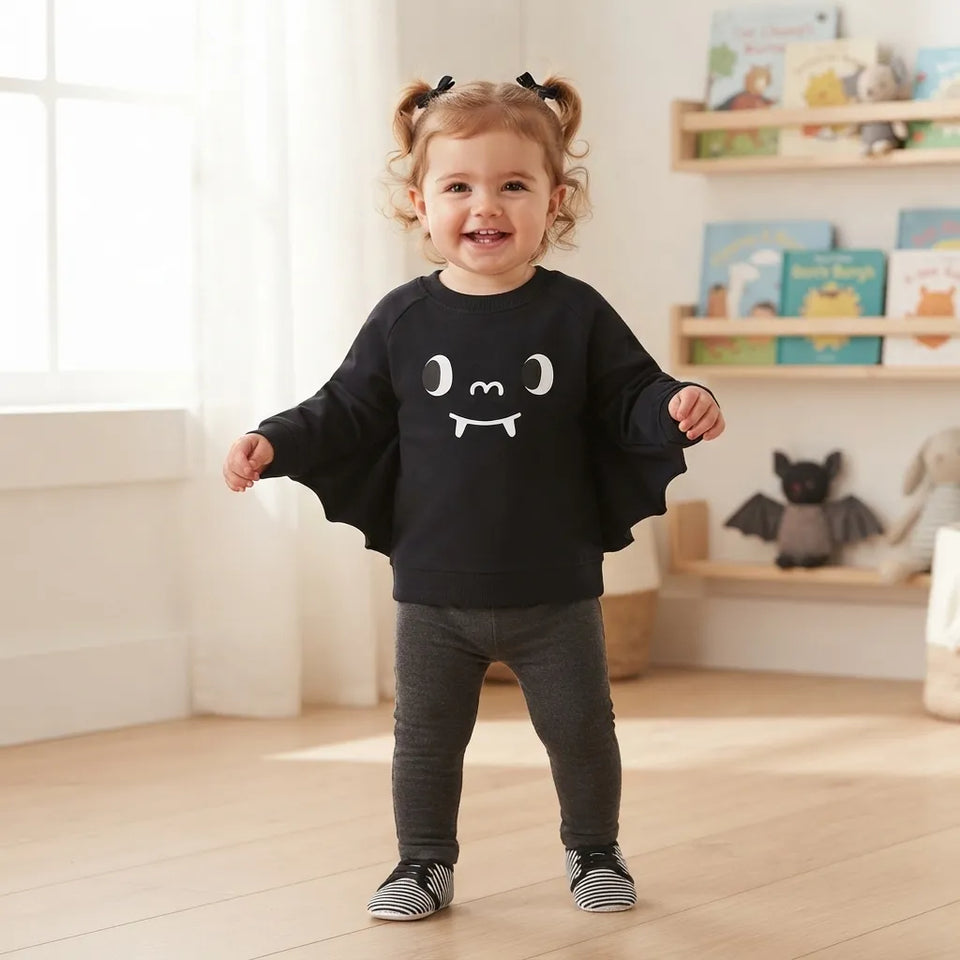 Sinsay Baby Girl's Black Bat Halloween Sweatshirt