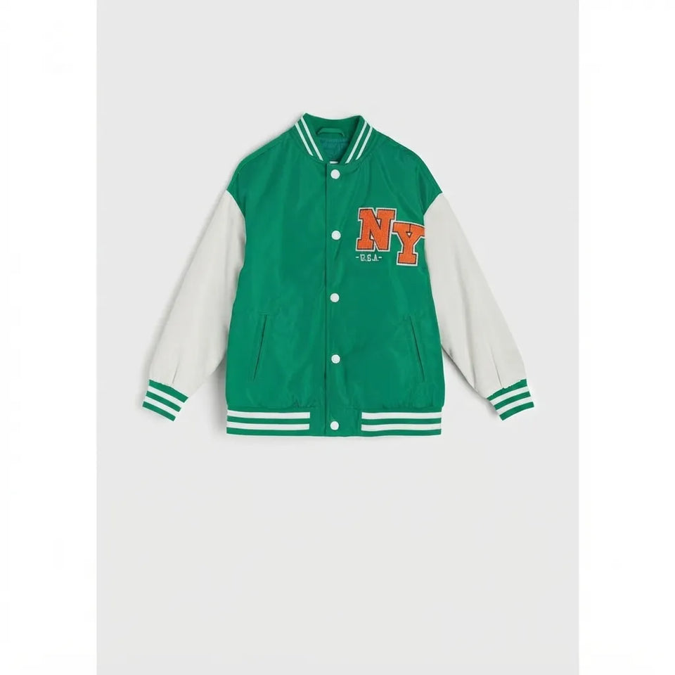 Sinsay Boy's Green Varsity Bomber Jacket