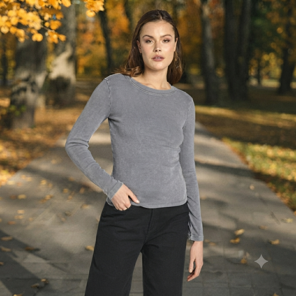 Sinsay Women's Gray Plain Long Sleeve Blouse