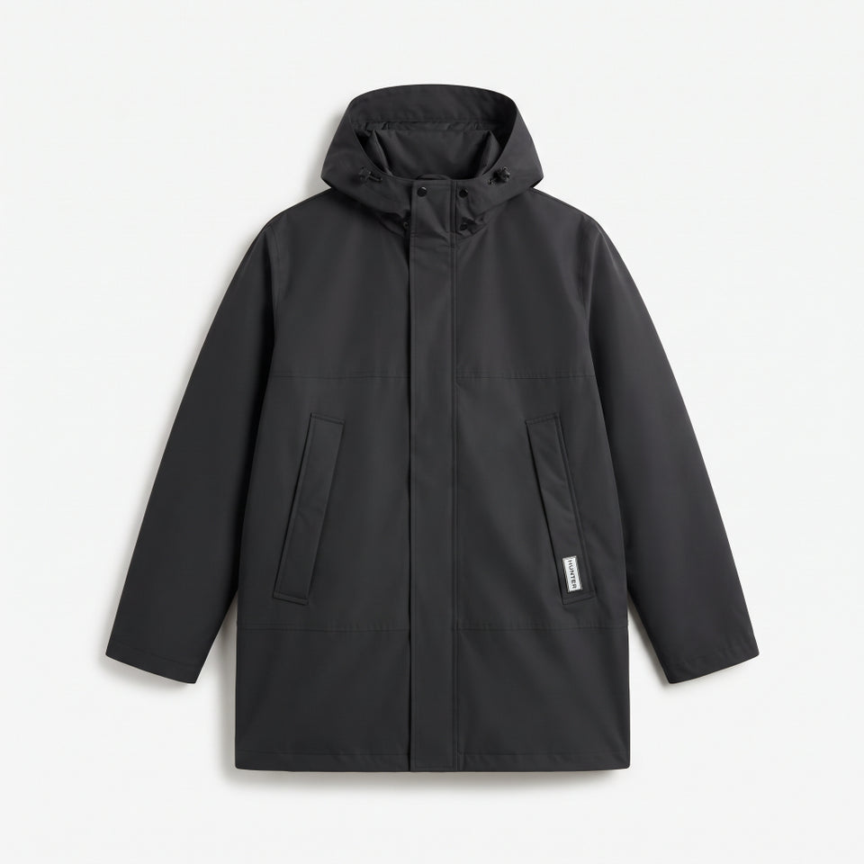 Hunter Men's Black 3-in-1 Hooded Quilted Puffer With Stand Collar Jacket