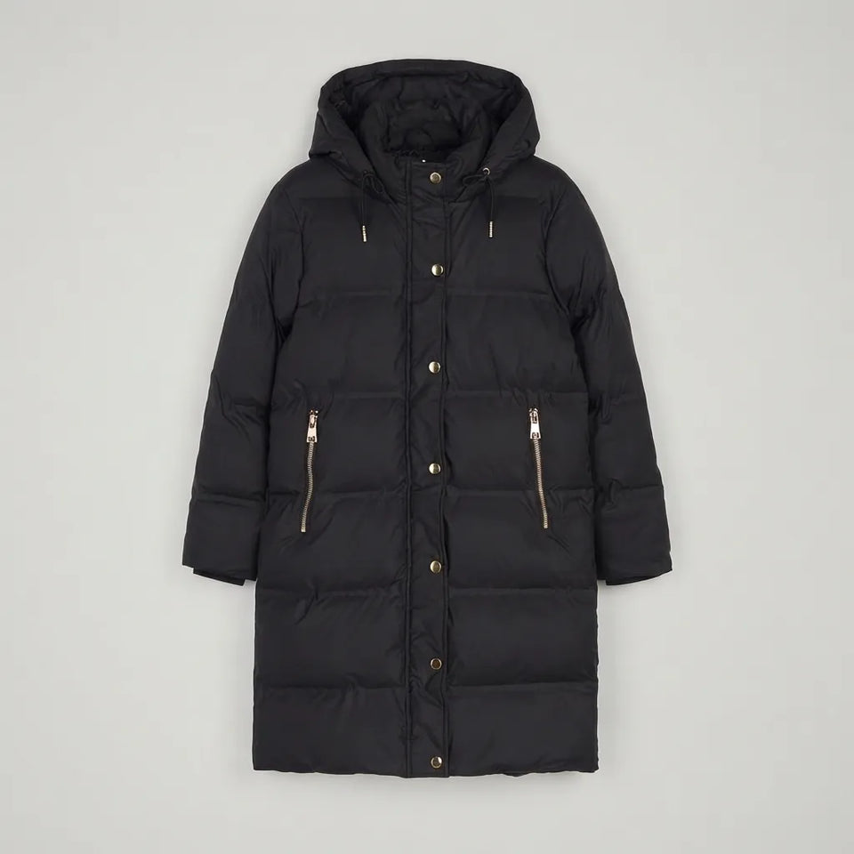 Sinsay Women's Black Hooded Puffer Coat