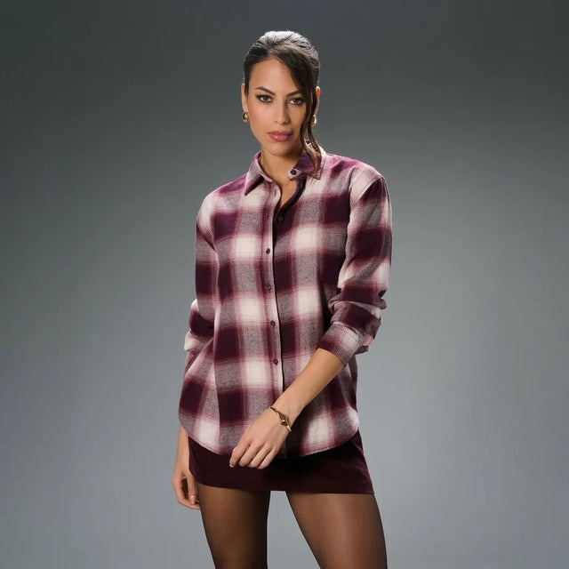 Sinsay Women's Burgundy Plaid Flannel Shirt